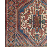 Handwoven wool antique persian area rug 124x250cm