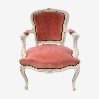 Fauteuil cabriolet velours rose