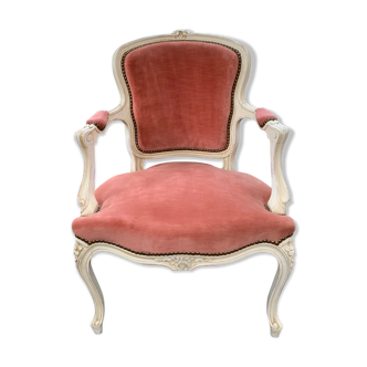 Fauteuil cabriolet velours rose