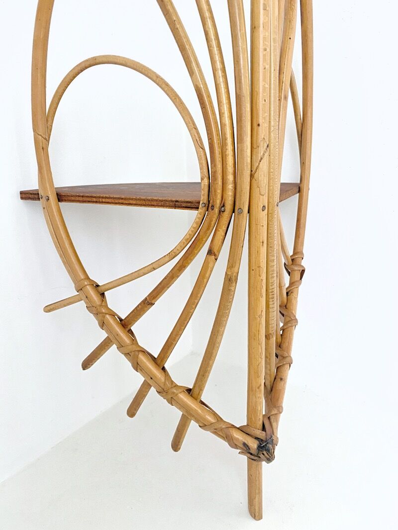 Rattan corner shelf