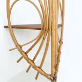 Rattan corner shelf