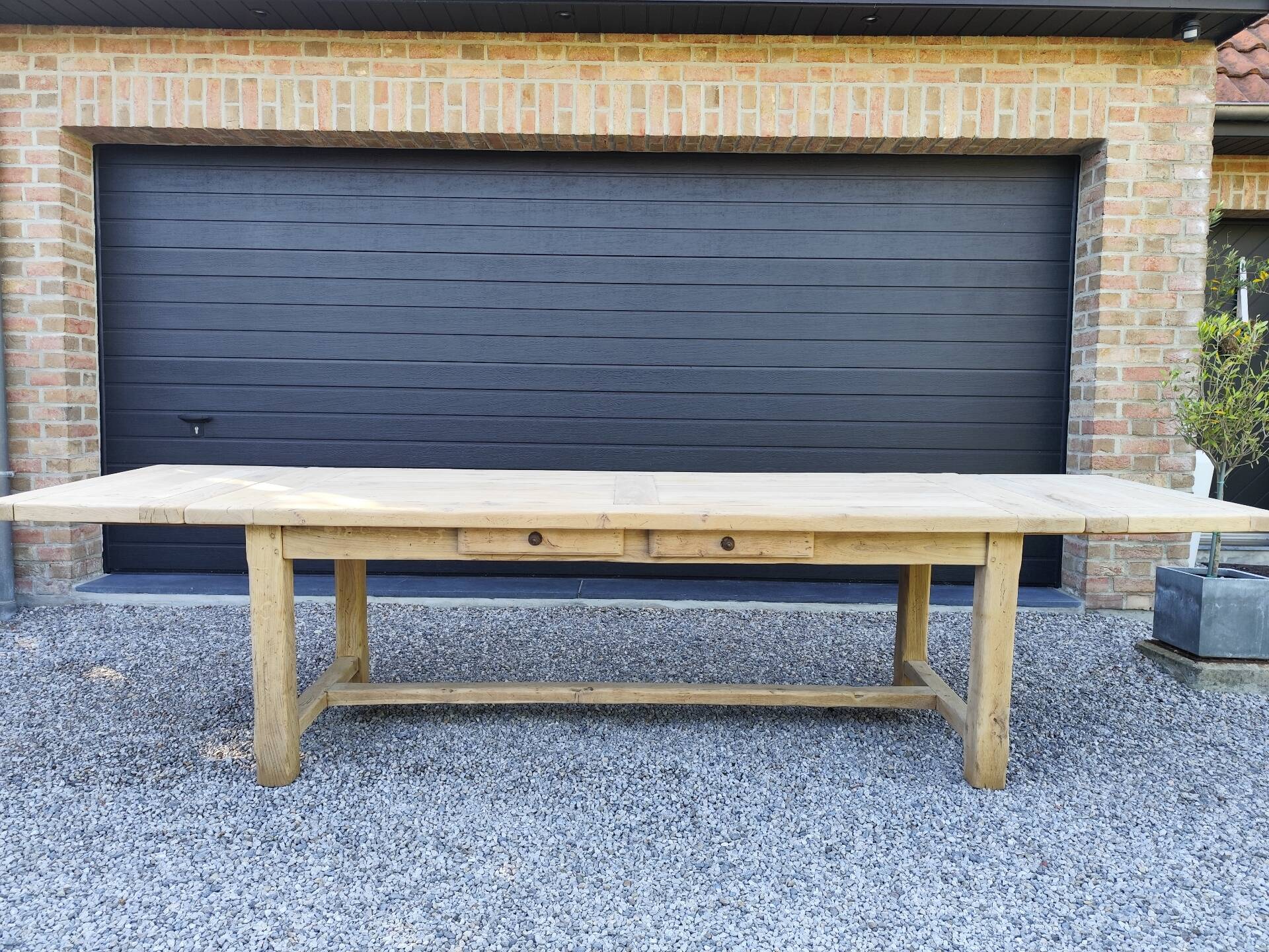 Table de ferme 3m20 chêne massif 2 rallonges