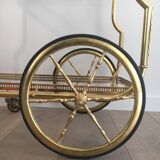Neo-classical table in gilded metal and glass