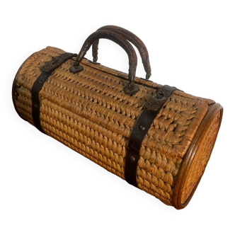 Vintage wicker and leather bag from the 70s
