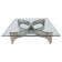 Mid Century Modern Square Center Table, Chrome Metal and Glass Top