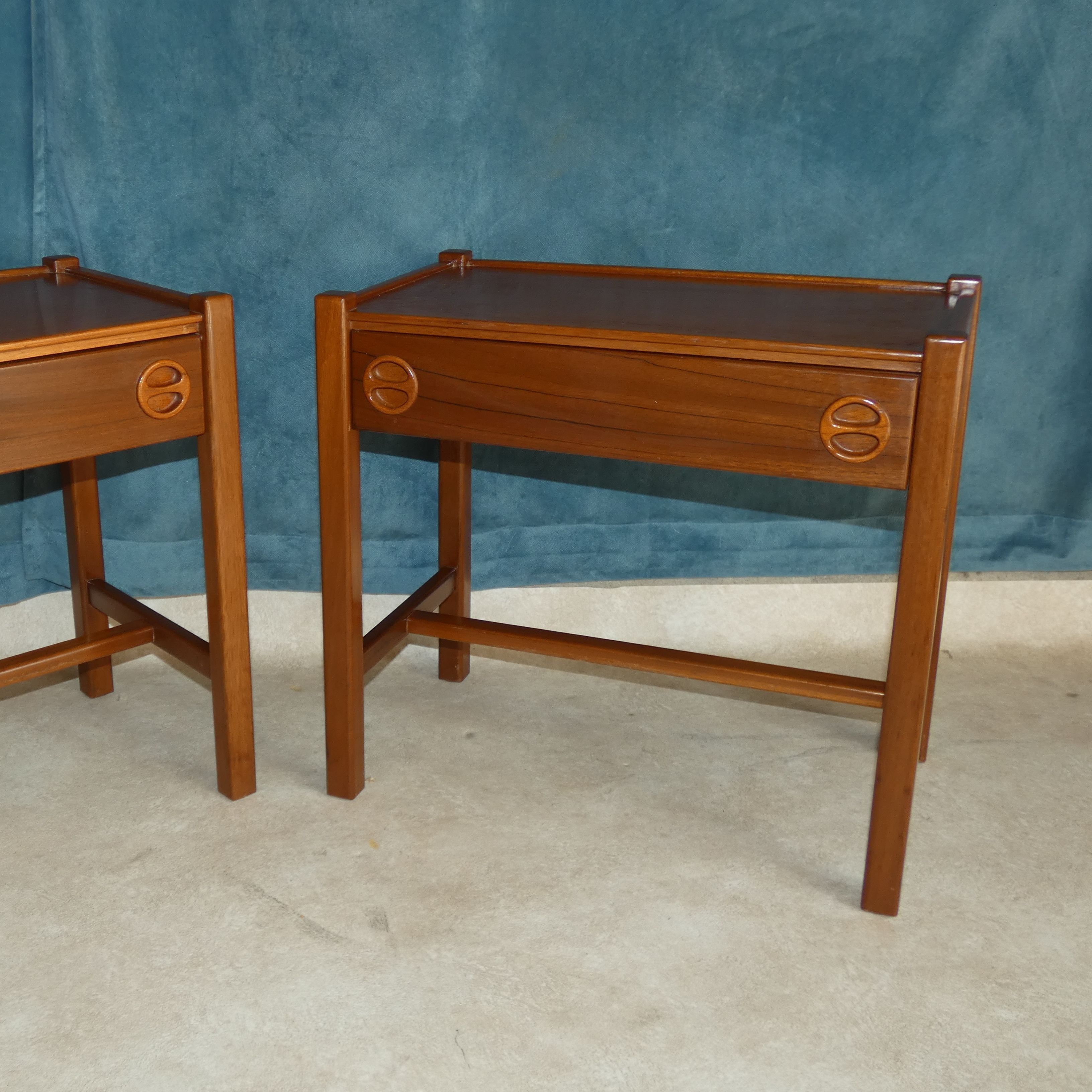 Pair of bedside tables in teak veneer circa 1970 scandinavian work