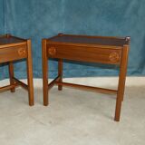 Pair of bedside tables in teak veneer circa 1970 scandinavian work