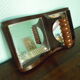 Serviteur ancien art déco 4 raviers en verre miroir et bois - Année 1950