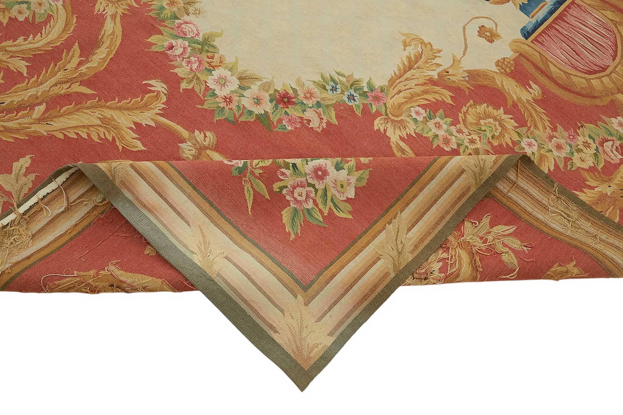 Handmade European Vintage Aubusson Kilim 298 cm x 431 cm