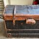 Wicker bag Gaigneur, coated canvas and leather marked JG