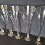 8 old champagne flutes evased blown glass model impossible