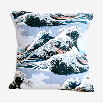 Japanese ocean cushion cover hokusai 40x40