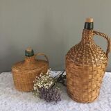 Vintage Dame-Jeanne duo and their rattan/wicker dresses