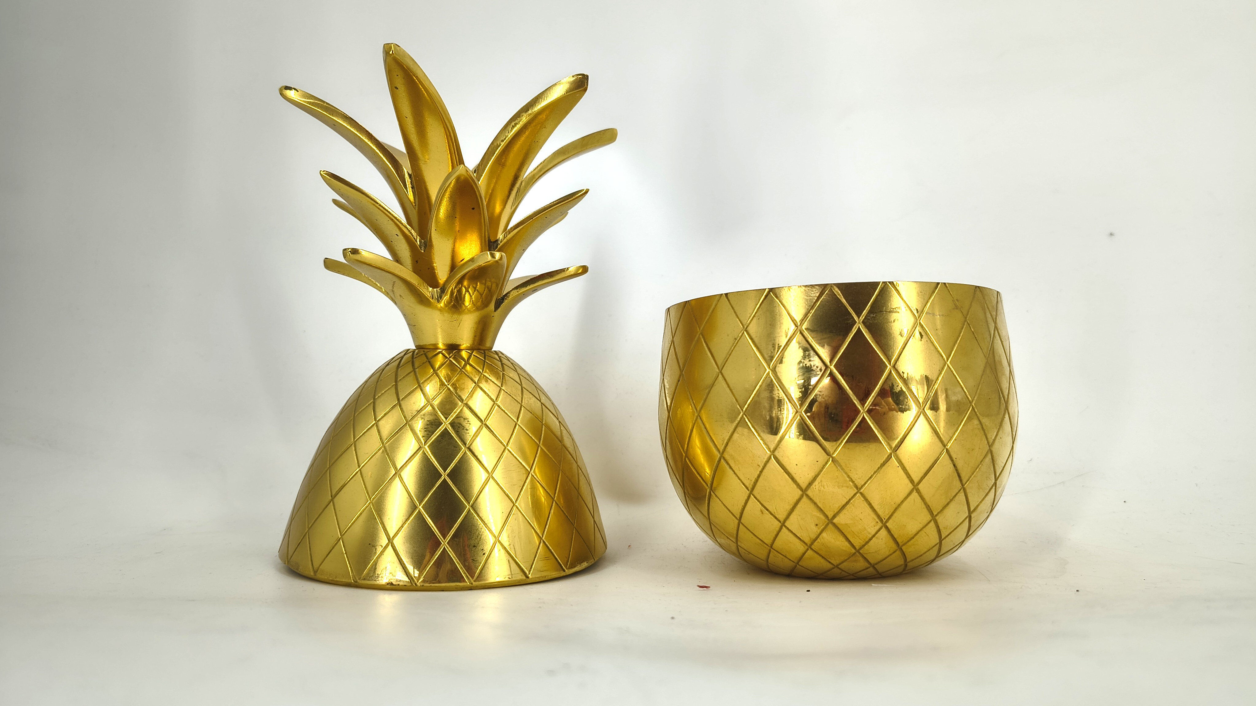 Vintage brass pineapple ice bucket, 1970s