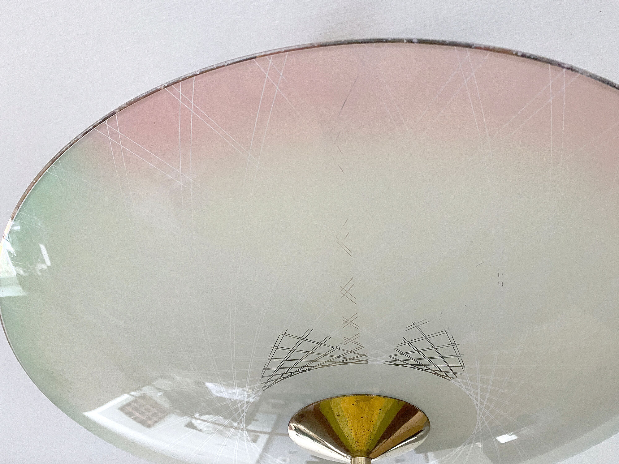 Vintage pendant lamp, multicolored glass, 50s