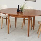 Round extending table, light oak, East Germany, 1960s