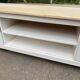 Scandinavian chic country TV unit in solid white and natural wood 160cm