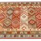 Tapis oriental géométrique Kilim, tapis rustique en laine tissé à plat 249 x 195 cm