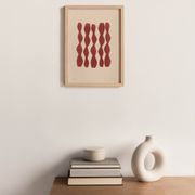 Abstract painting on paper, dark red illustration signed Eawy.