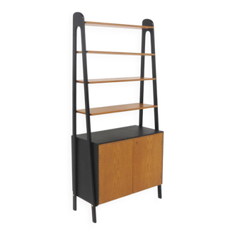 Bibliothèque scandinave en teck et en skaï, Suède, 1960