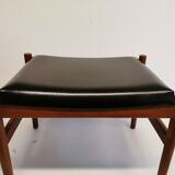 Danish designed footstool, in teak and black skai. Made at Spøttrup furniture factory in the 1960s.