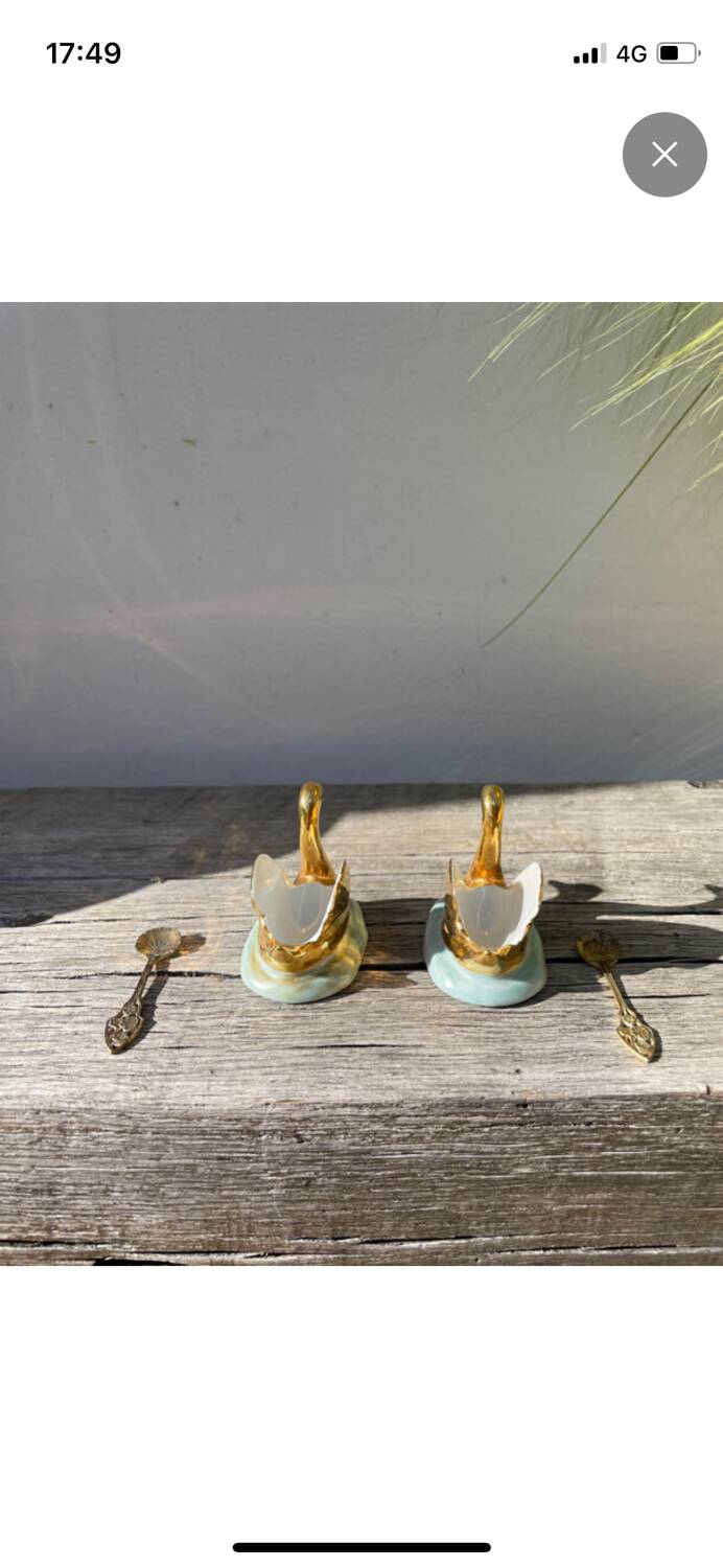 Limoges porcelain salt and pepper shakers with a bird motif