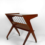 Desserte roulante en teck, Mid-century Modern, Italie, circa 1950