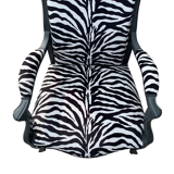 Voltaire armchair upholstered with zebra pattern fabric