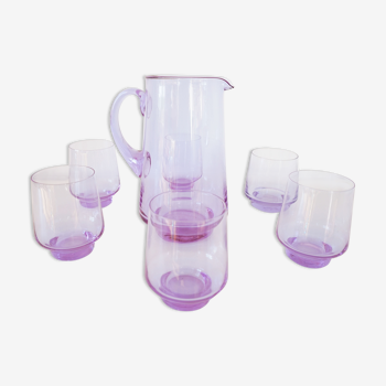 Service glasses and purple carafe 1970