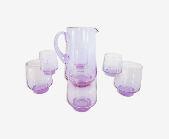 Service verres et carafe violet 1970