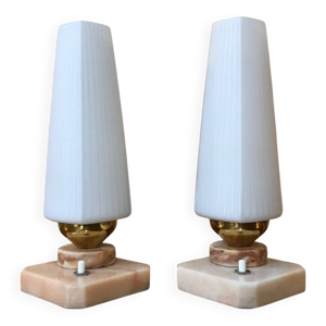 Lampes vintage en opaline - marbre 1960