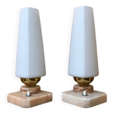 Vintage lamps in opaline and marble from the 1960s.
