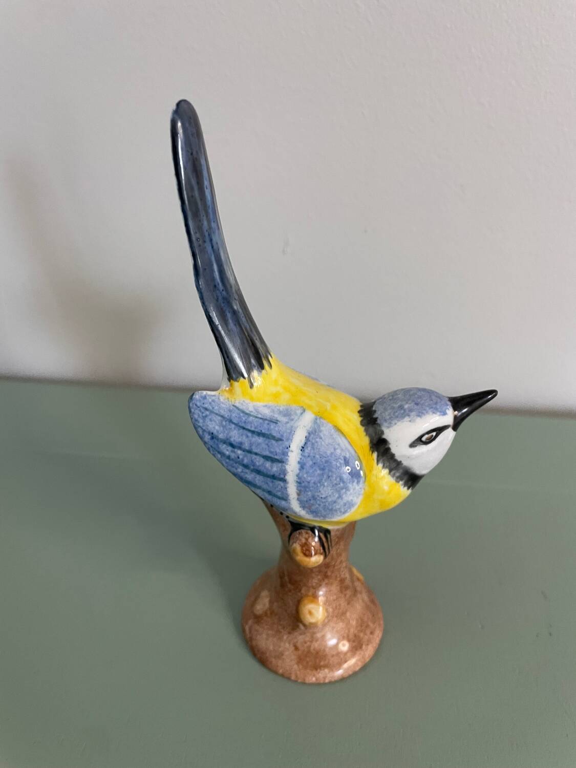 Great tit on its branch, porcelain, Hollohaza