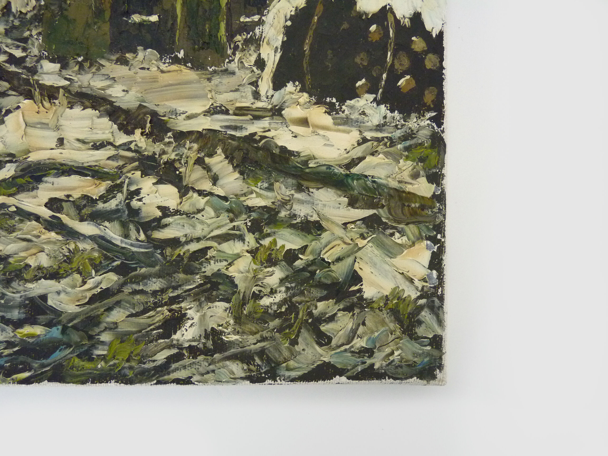 Oil on canvas village by Jan Van Dooren, winter landscape. Signed. 70s