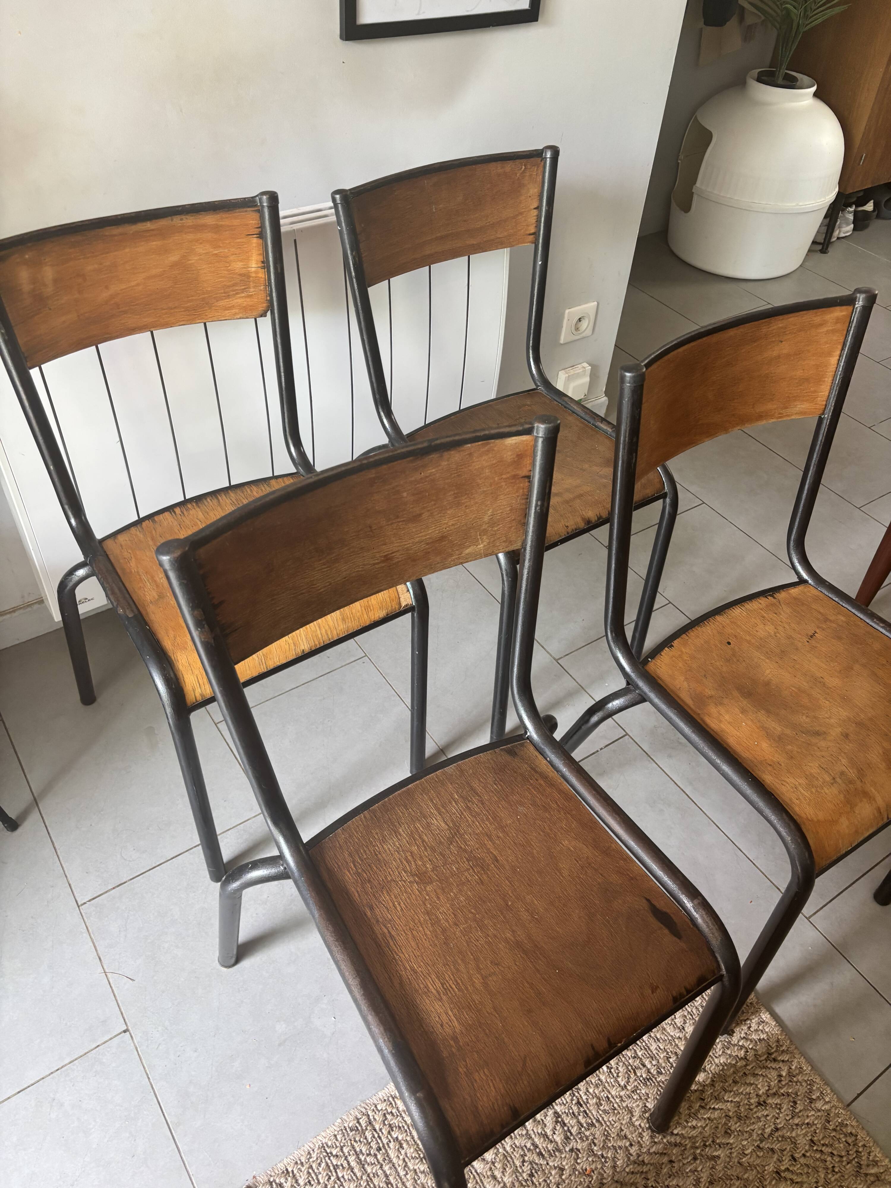 Set of 4 authentic vintage MULLCA school chairs