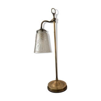 Lampe sur pied laiton tulipe pâte de verre Muller Frères Luneville