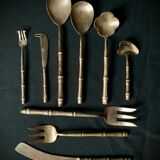 Couverts de table 12 personnes laiton bambou