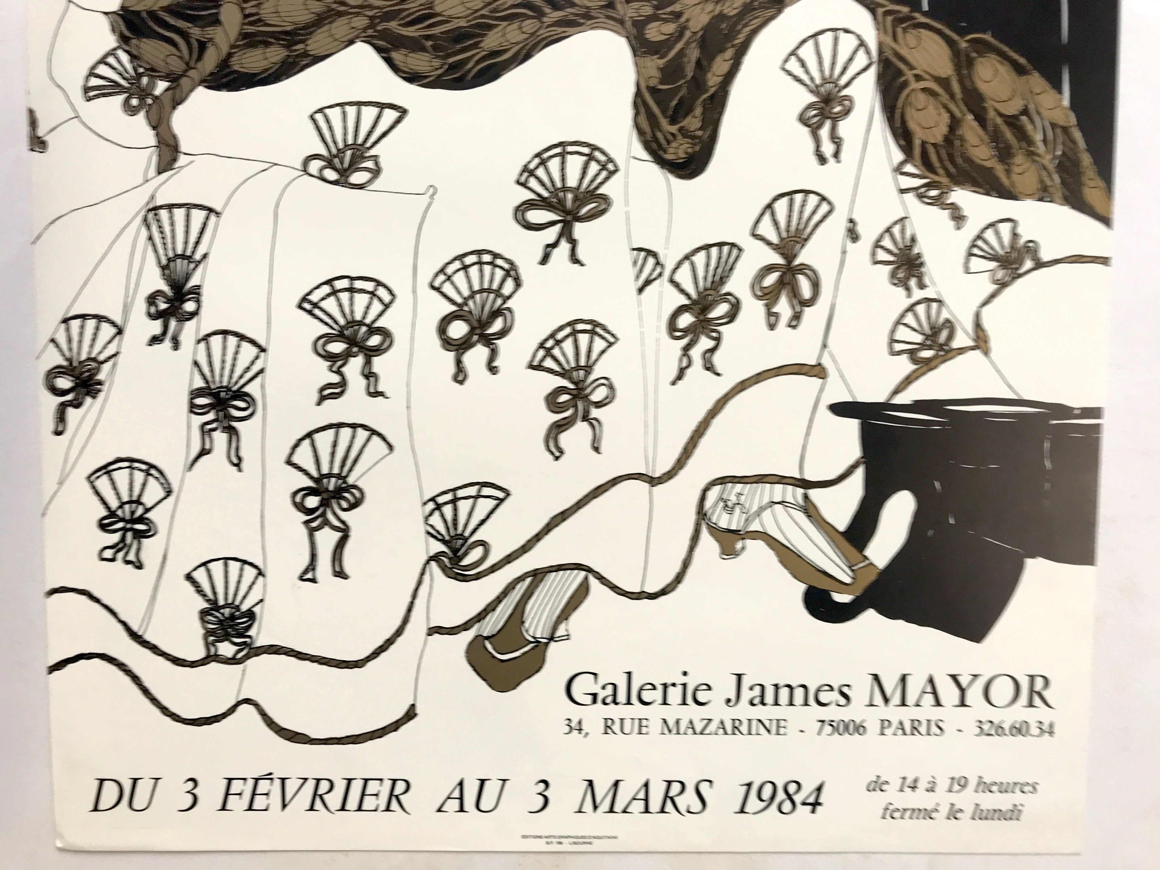 Original silkscreen print in black and gold by melinda patton, james mayor gallery, 1984 marcel proust