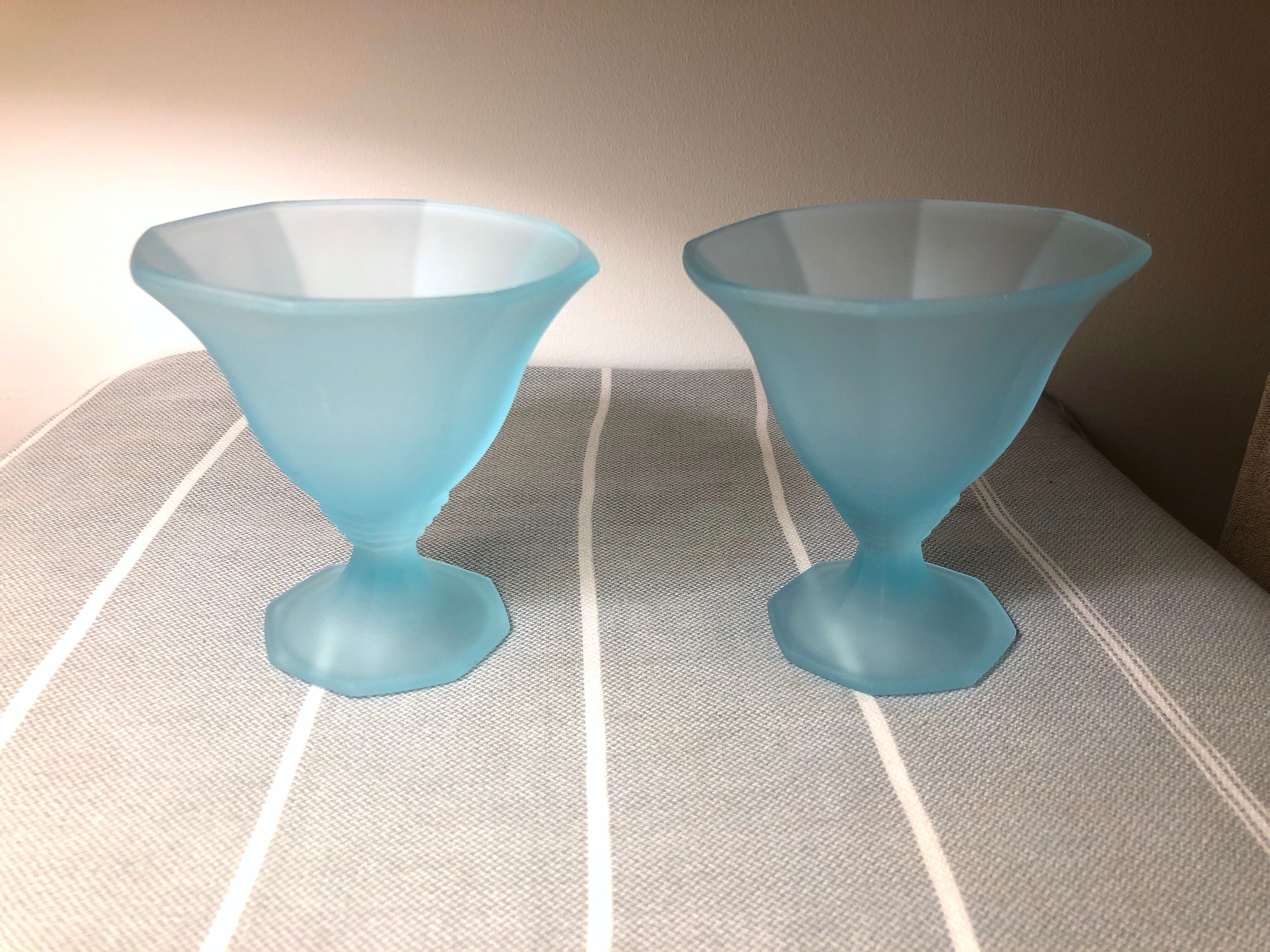 Vintage frosted blue ice cups