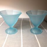 Vintage frosted blue ice cups