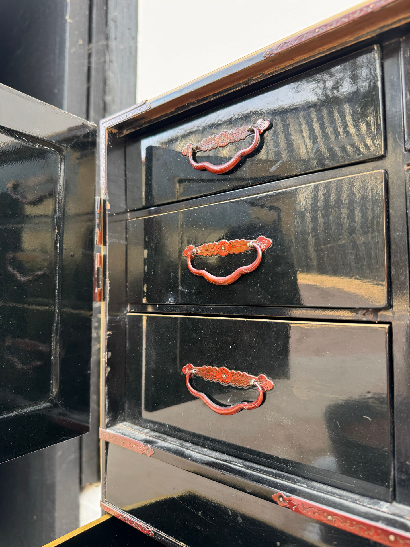 Japanese lacquered tansu from the early 20th century.
