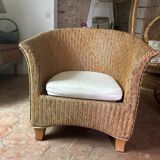 Fauteuil en rotin vernis