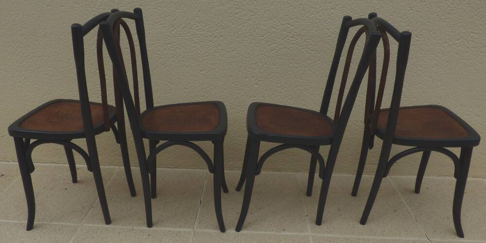 4 old Luterma bistro chairs with patterned seats – Completely refurbished