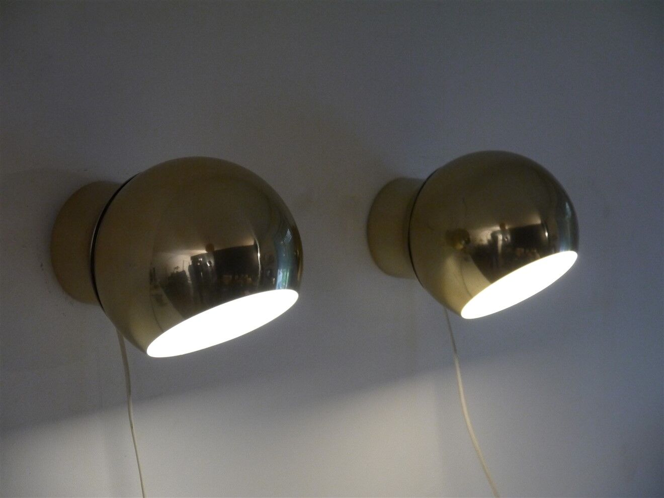 Pair of vintage Scandinavian brass sconces 1970