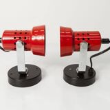 Pair of 1970s red and black wall lights