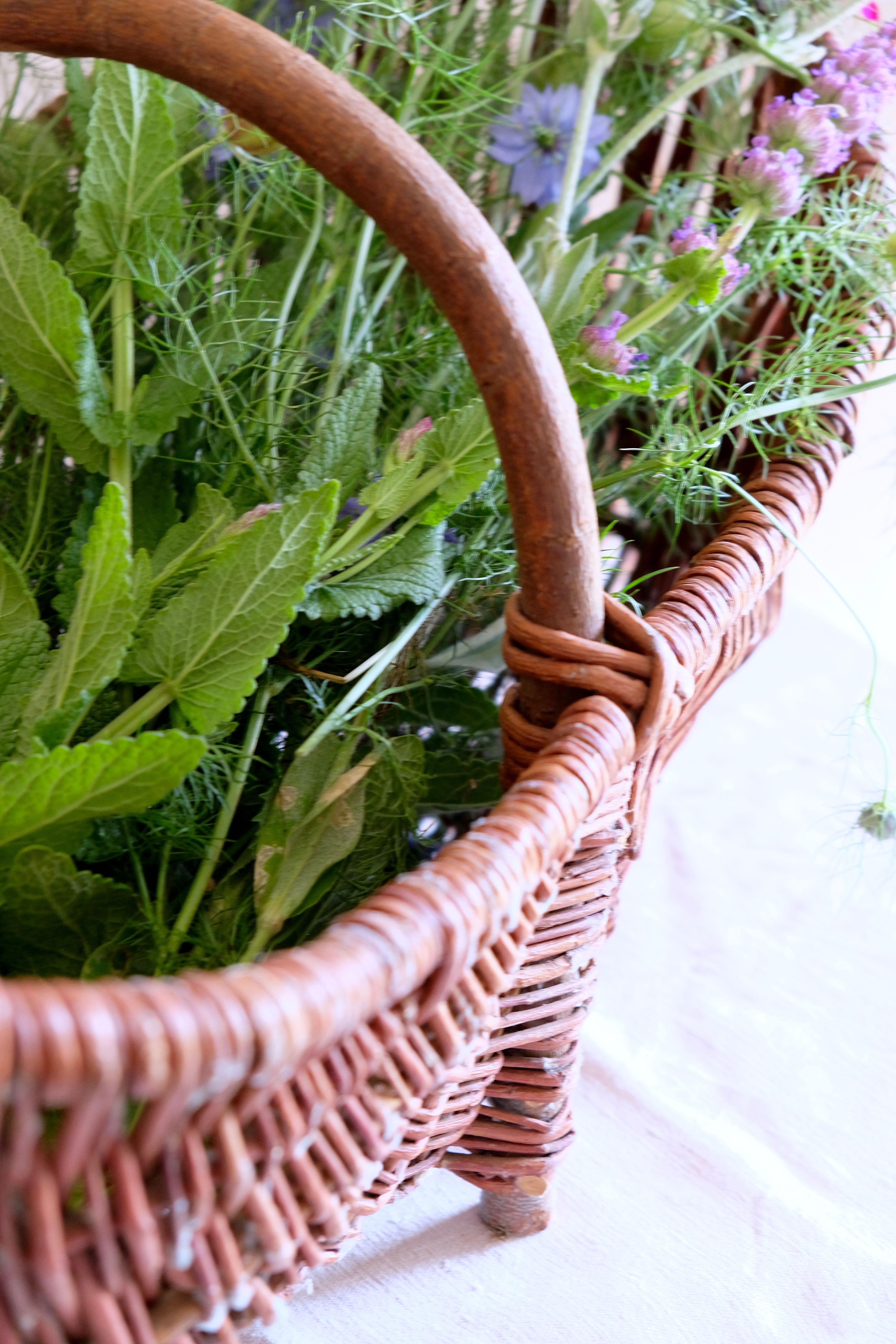 Large old basket in real chestnut