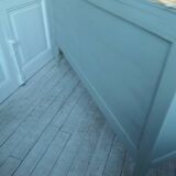 Buffet, vintage serving trolley re-enchanted in verdigris, wooden top.