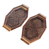 Set of 2 art deco molded glass trays