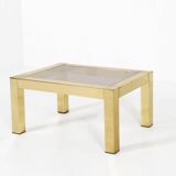 Table basse plaquée or par Belgo Chrom, années 1970