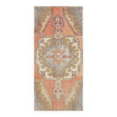 Tapis de couloir vintage turc Oushak fait main en laine et coton